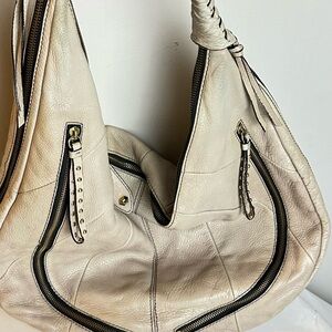 orYANY Cream Leather Hobo Bag